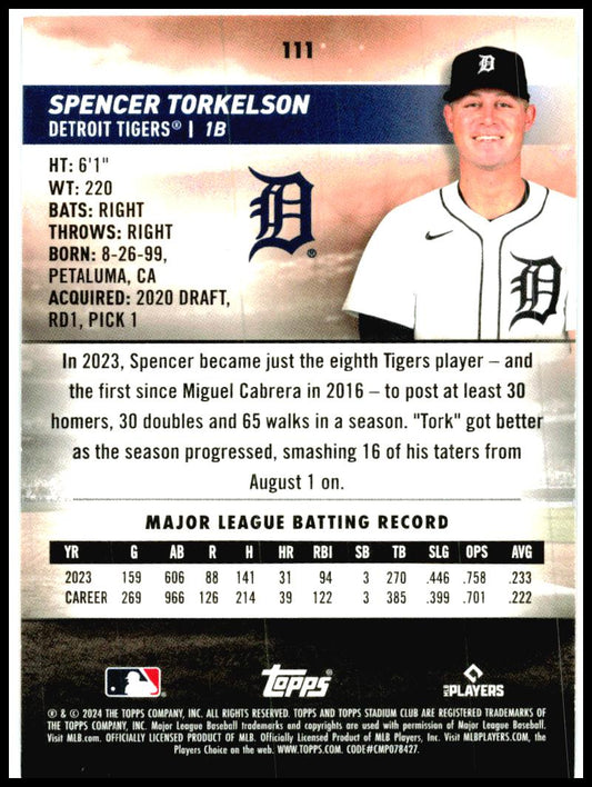 2024 Stadium Club #111 Spencer Torkelson Detroit Tigers