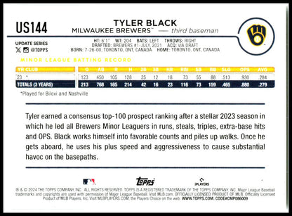 2024 Topps Japan Edition #62 Tyler Black Rookie Milwaukee Brewers
