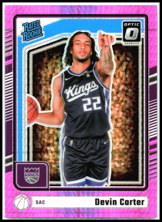 2024-25 Donruss Optic Hyper Pink #290 Devin Carter Rookie Sacramento Kings