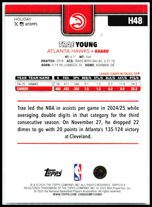 2025-26 Topps Holiday Glitter Holiday #H48 Trae Young Atlanta Hawks