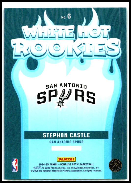 2024-25 Donruss Optic White Hot Rookies #6 Stephon Castle San Antonio Spurs