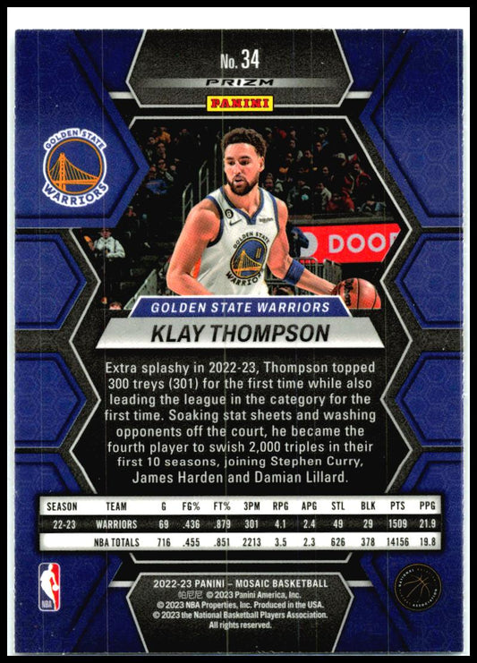 2022-23 Panini Mosaic Silver #34 Klay Thompson Golden State Warriors