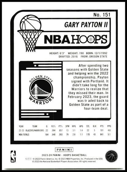 2023-24 Hoops #151 Gary Payton II Golden State Warriors