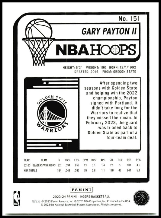 2023-24 Hoops #151 Gary Payton II Golden State Warriors