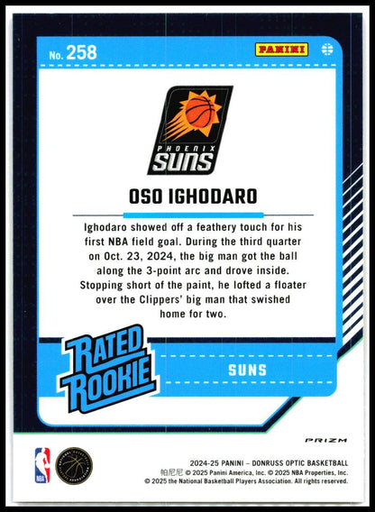2024-25 Donruss Optic Hyper Pink #258 Oso Ighodaro Rookie Phoenix Suns