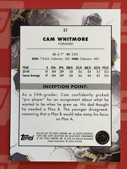 2024-25 Topps Inception #57 Cam Whitmore Houston Rockets