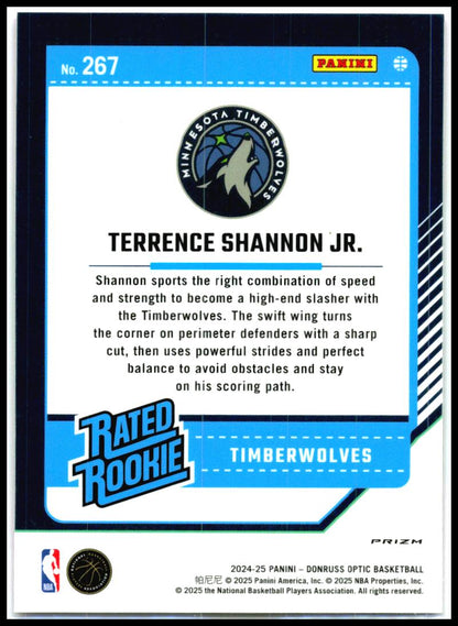 2024-25 Donruss Optic Hyper Pink #267 Terrence Shannon Jr. Rookie Minnesota