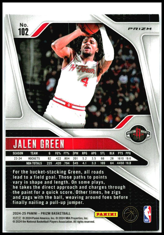 2024-25 Panini Prizm Prizms Red White and Blue #102 Jalen Green Houston Rockets