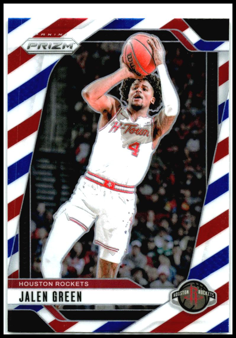2024-25 Panini Prizm Prizms Red White and Blue #102 Jalen Green Houston Rockets