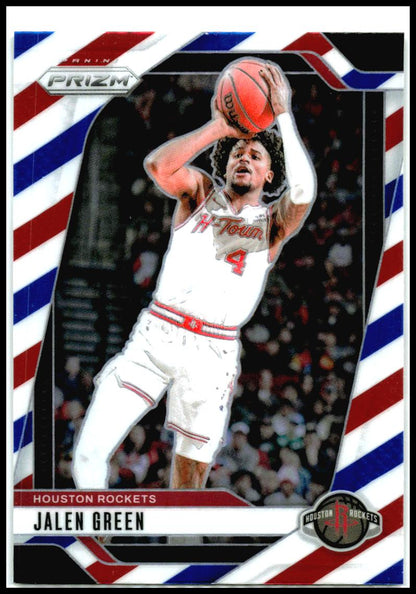 2024-25 Panini Prizm Prizms Red White and Blue #102 Jalen Green Houston Rockets