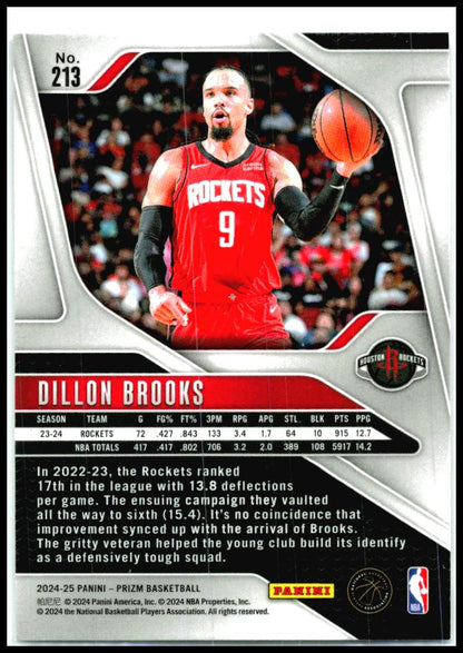 2024-25 Panini Prizm #213 Dillon Brooks Houston Rockets