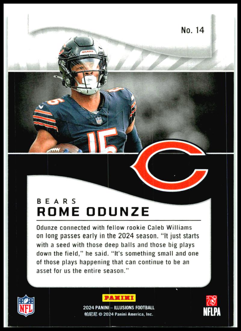 2024 Panini Illusions Emerald Trophy Collection #14 Rome Odunze Rookie Bears