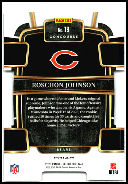 2023 Panini Select Black and Red Die Cuts #19 Roschon Johnson Rookie Bears