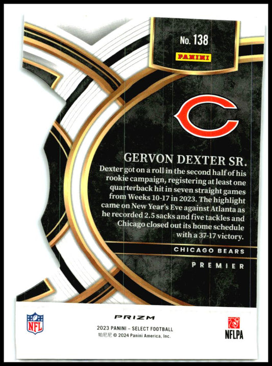2023 Panini Select Black and Red Prizms Die Cuts #138 Gervon Dexter Sr. Bears