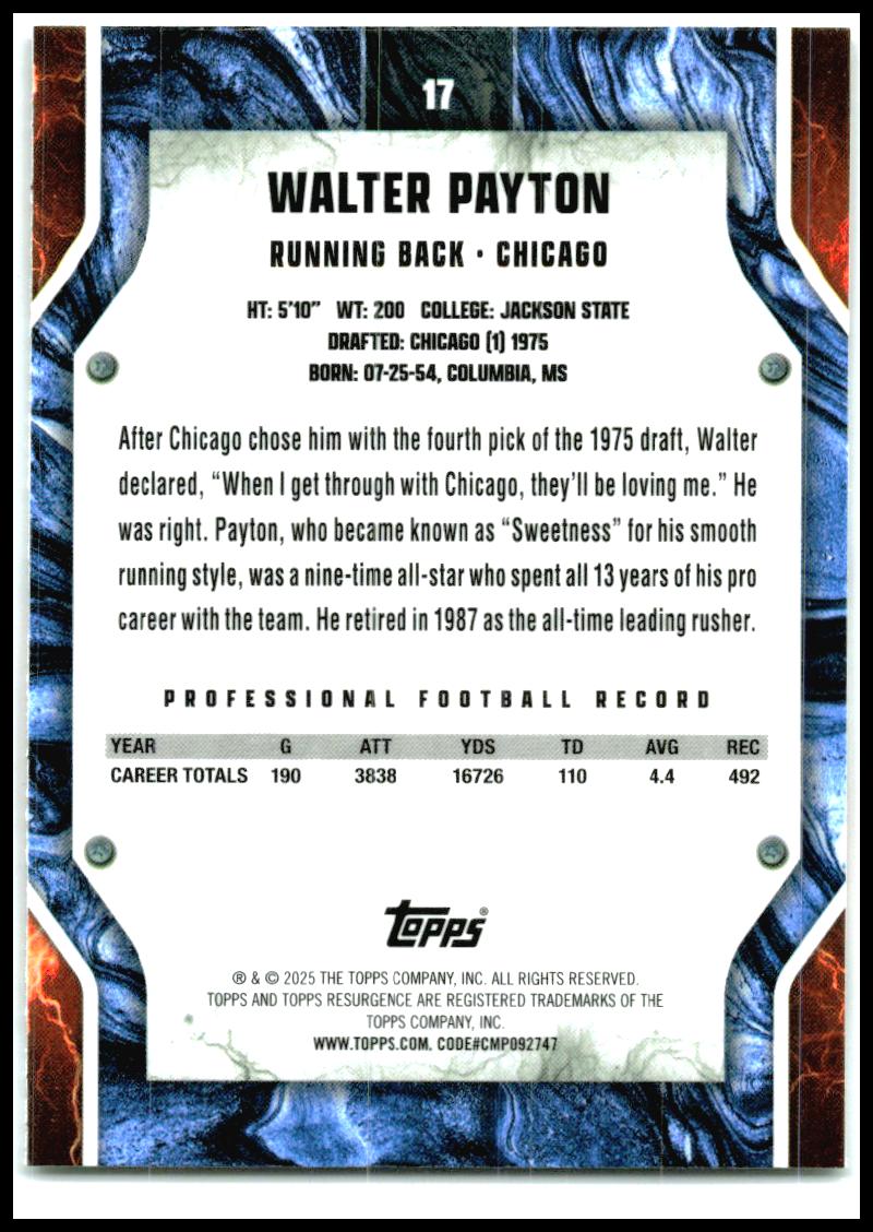 2024 Topps Resurgence #17 Walter Payton Chicago Bears
