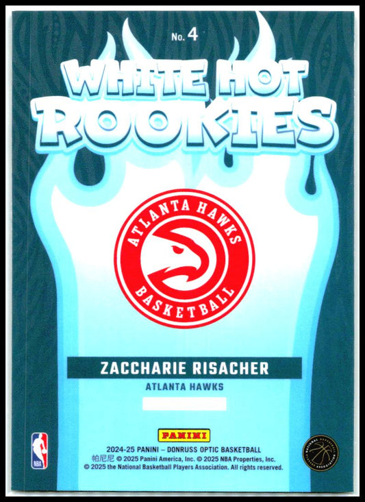 2024-25 Donruss Optic White Hot Rookies #4 Zaccharie Risacher Atlanta Hawks