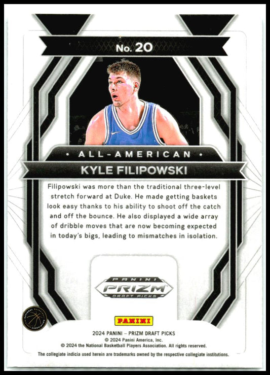 2024 Panini Prizm Draft Picks All-American #20 Kyle Filipowski Duke Blue Devils