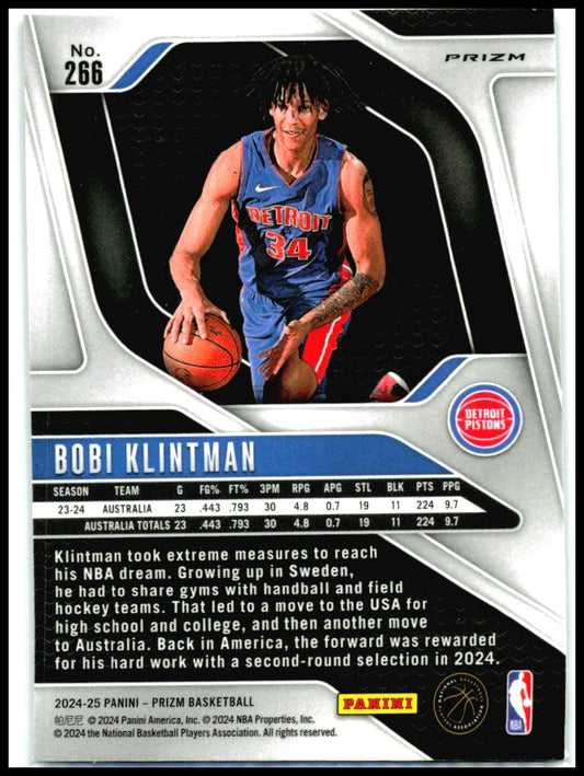 2024-25 Panini Prizm Prizms Ice #266 Bobi Klintman Detroit Pistons