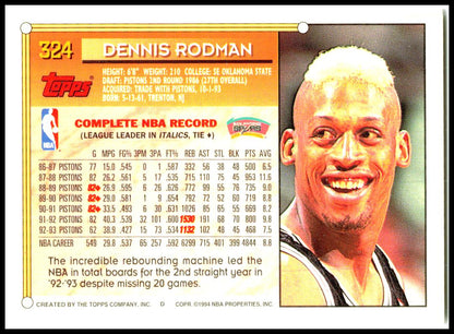 1993-94 Topps Gold #324 Dennis Rodman San Antonio Spurs