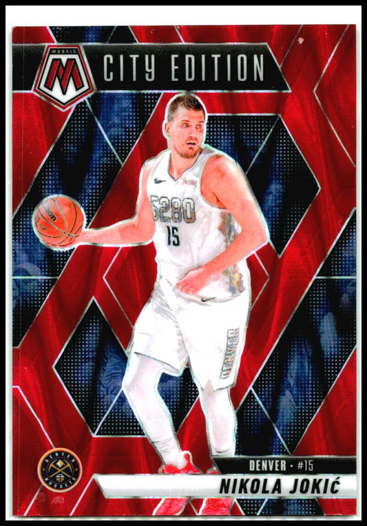 2024-25 Panini Mosaic Red Seismic Mosaic /299 #275 Nikola Jokic Orlando Magic