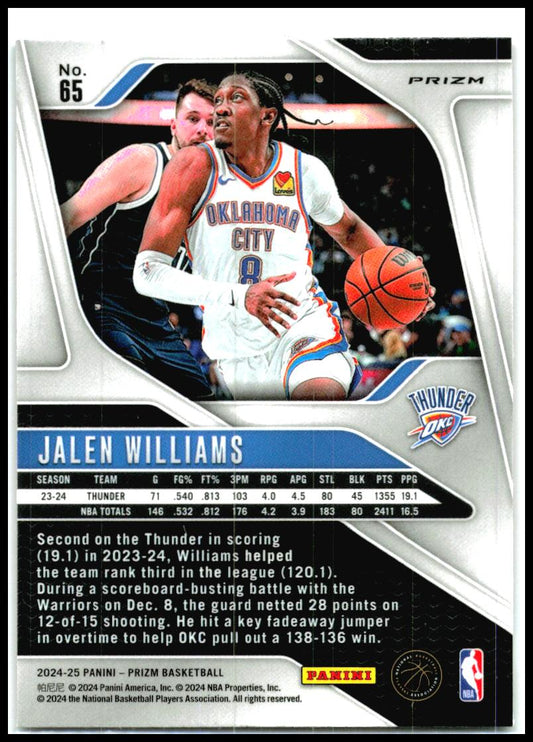 2024-25 Prizm Red Ice #65 Jalen Williams Thunders