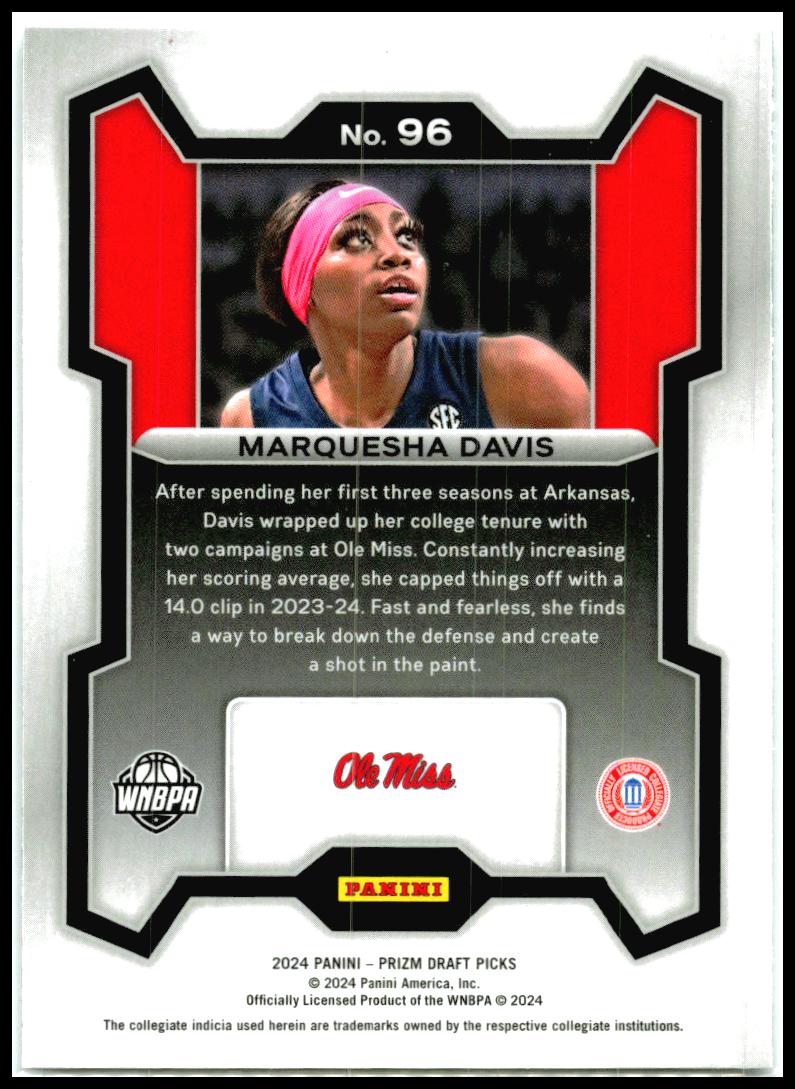2024 Panini Prizm Draft Picks #96 Marquesha Davis Ole Miss Rebels