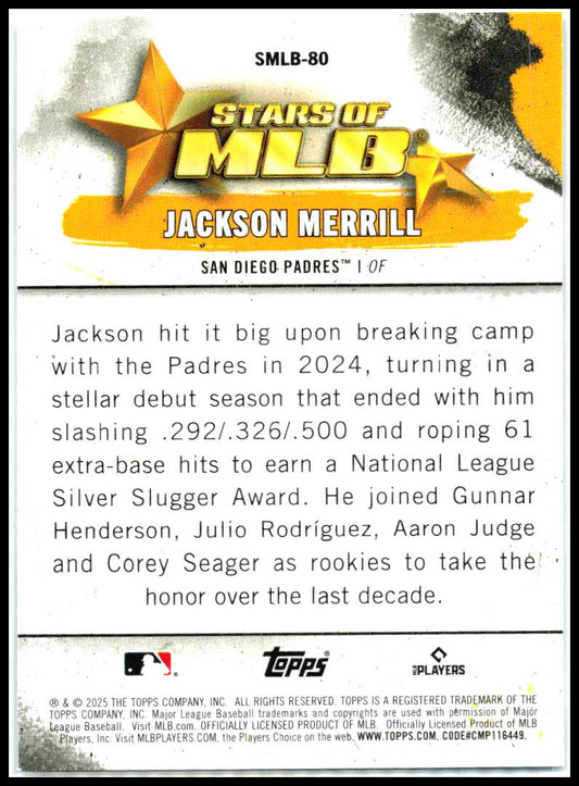 2025 Topps Update Stars of MLB #SMLB-80 Jackson Merrill San Diego Padres