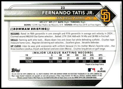 2025 Bowman Chrome Mojo Refractor #23 Fernando Tatis Jr. Padres