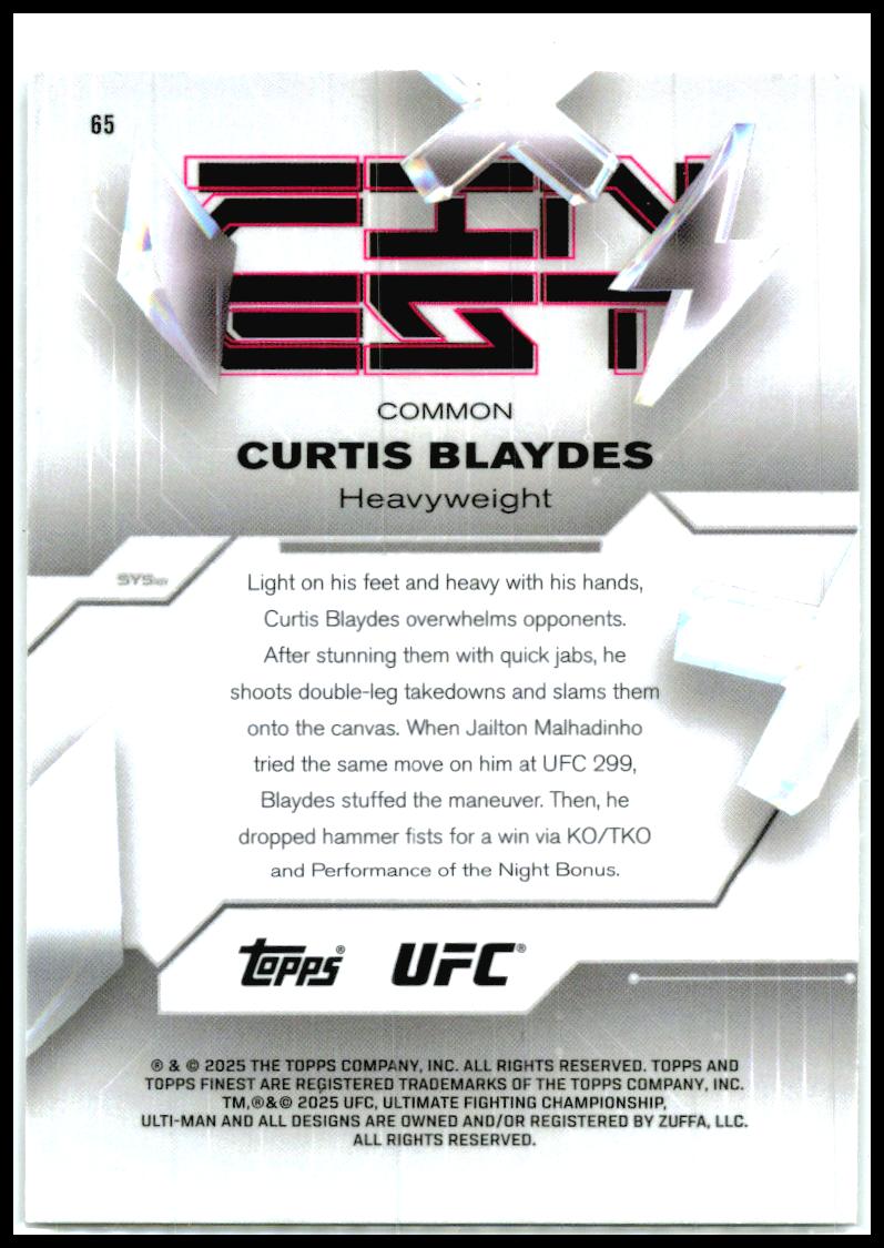 2025 Topps Finest UFC #65 Curtis Blaydes