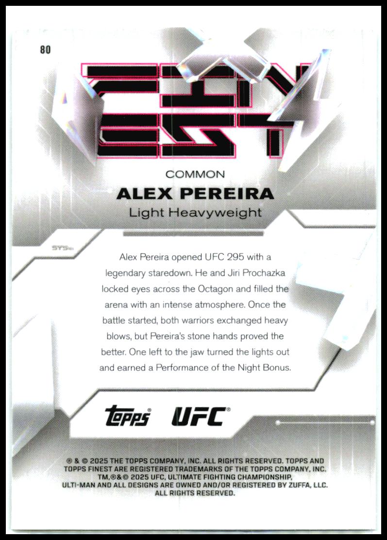 2025 Topps Finest UFC Common #80 Alex Pereira