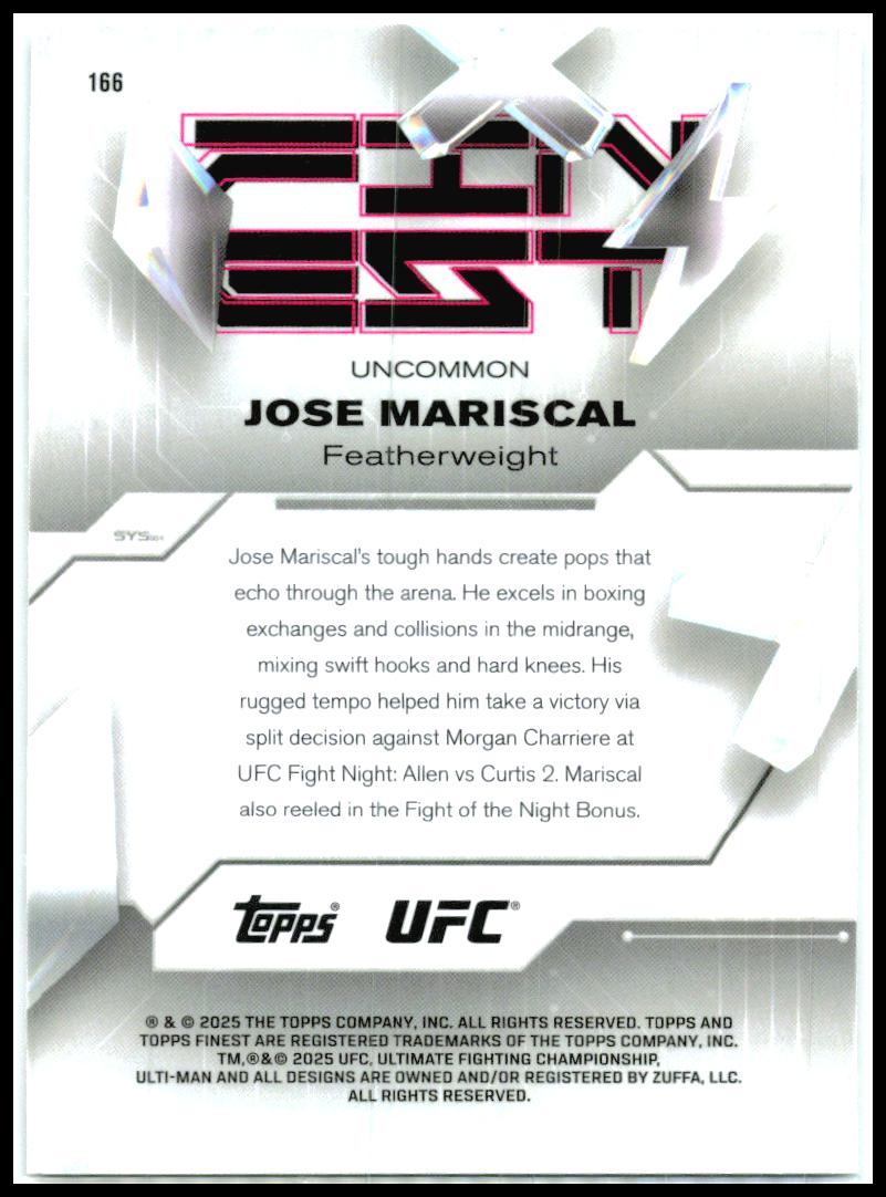 2025 Topps Finest UFC Uncommon #166 Jose Mariscal