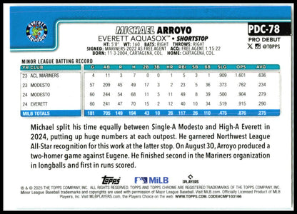 2025 Topps Pro Debut Chrome #PDC-78 Michael Arroyo