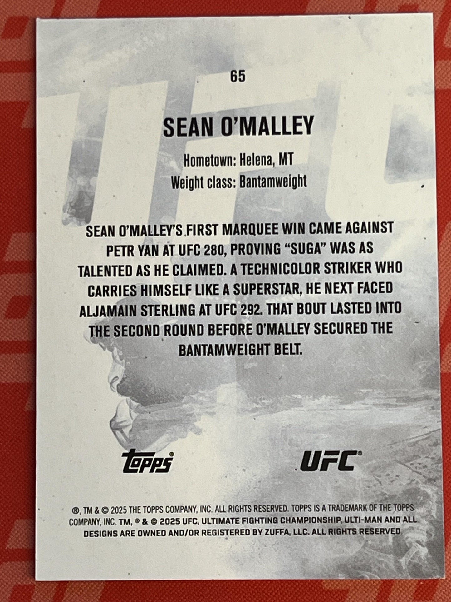 2025 Topps Knockout UFC Lime Green #65 Sean O'Malley #/99