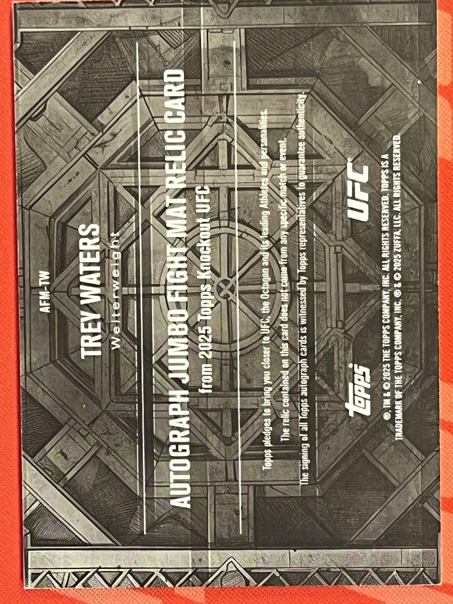 2025 topps knockout Auto Jumbo Fight Mat Relic /199 #AFM-TW Trey Waters