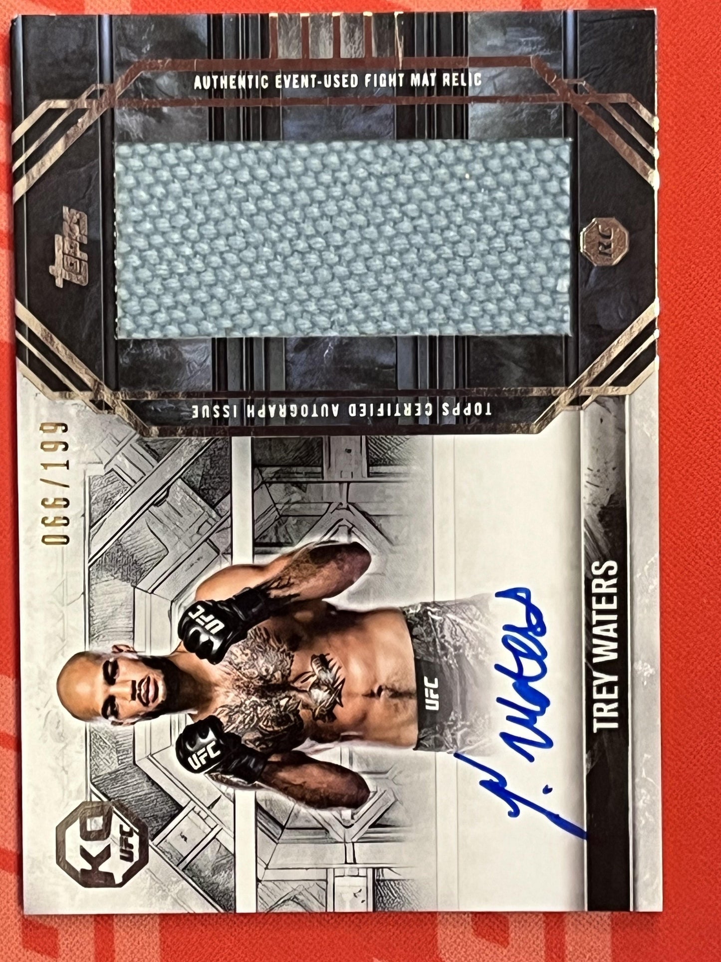 2025 topps knockout Auto Jumbo Fight Mat Relic /199 #AFM-TW Trey Waters