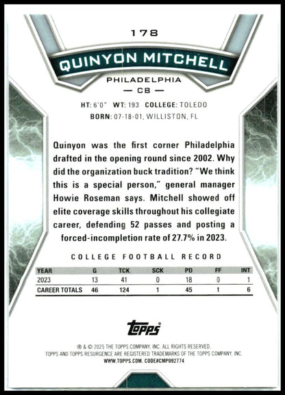 2024 Topps Resurgence #178 Quinyon Mitchell Rookie Philadelphia Eagles