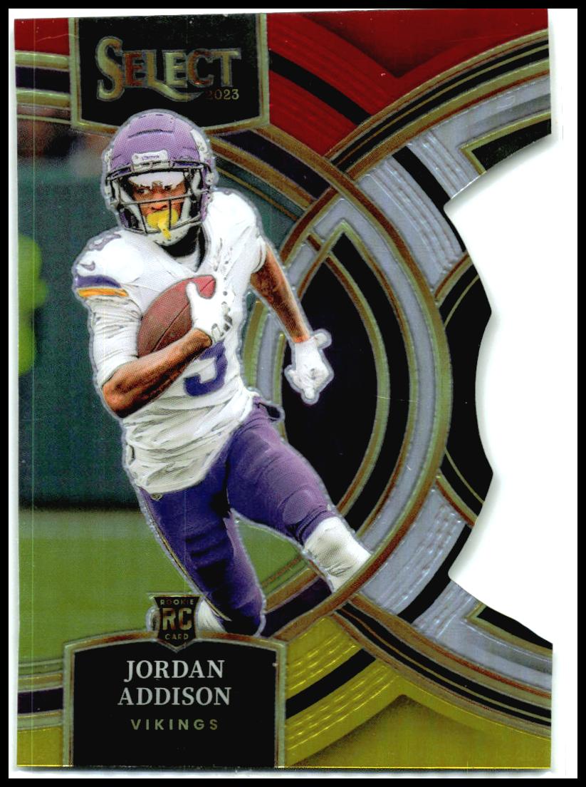 2023 Panini Select Red and Yellow Die Cuts #194 Jordan Addison Rookie Vikings