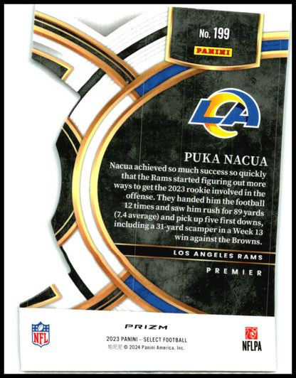 2023 Panini Select Red and Yellow Prizms Die Cuts #199 Puka Nacua Rookie Rams