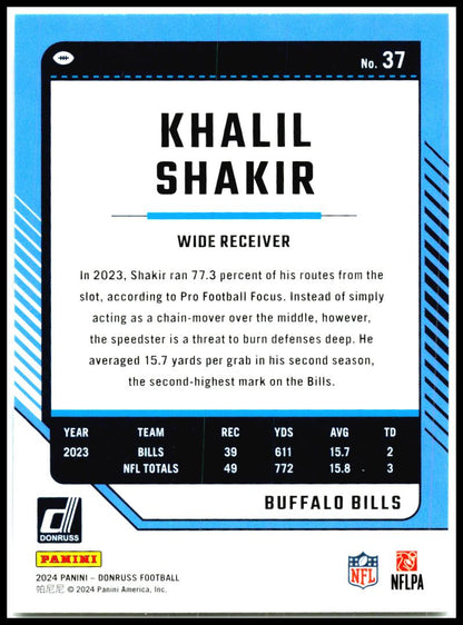 2024 Donruss #37 Khalil Shakir Buffalo Bills