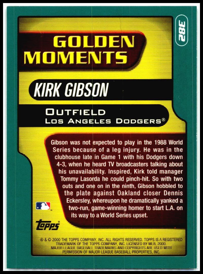 2001 Topps #382 Kirk Gibson Los Angeles Dodgers