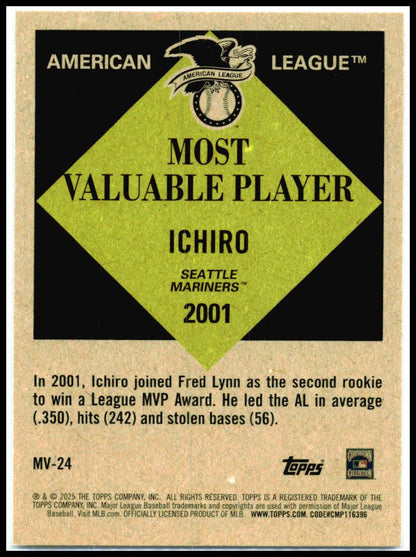 2025 Topps Update Most Valuable #MV-24 Ichiro Seattle Mariners