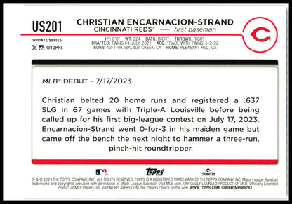 2024 Topps Update Holiday #US201 Christian Encarnacion-Strand Cincinnati Reds