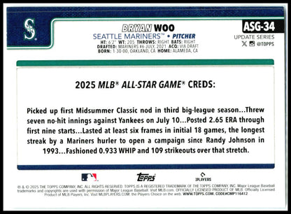 2025 Topps Update 2025 All-Star Game #ASG-34 Bryan Woo Seattle Mariners
