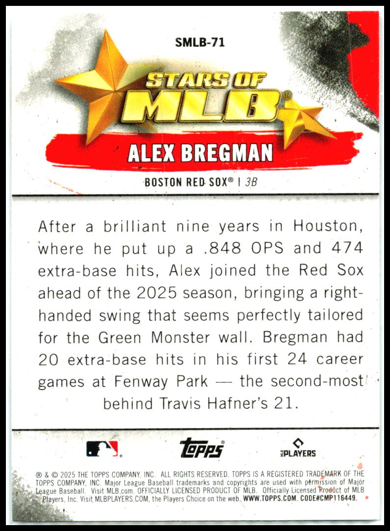2025 Topps Update Stars of MLB #SMLB-71 Alex Bregman Boston Red Sox