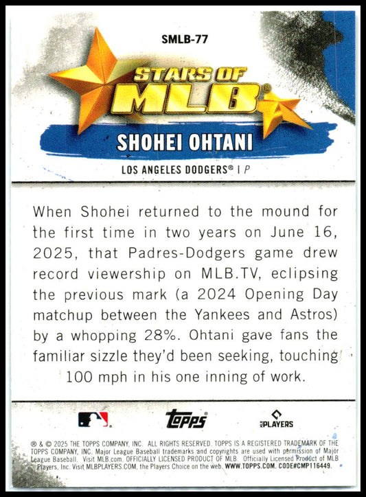 2025 Topps Update Stars of MLB #SMLB-77 Shohei Ohtani Los Angeles Dodgers