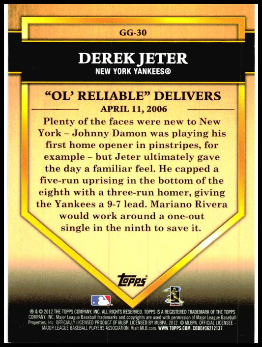 2012 Topps Golden Greats #GG-30 Derek Jeter New York Yankees