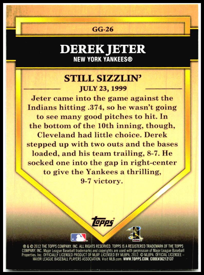 2012 Topps Golden Greats #GG-26 Derek Jeter New York Yankees