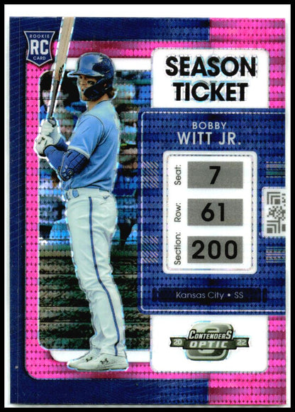 2022 Panini Chronicles #19 Bobby Witt Jr. Contenders Optic Pink Pulsar