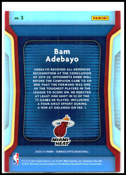 2020-21 Donruss Optic #2 Bam Adebayo Air Defense