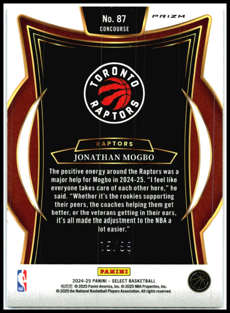 2024-25 Panini Select #87 Jonathan Mogbo Blue Flash Prizm #/99